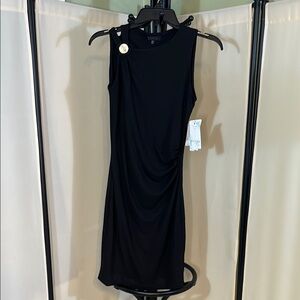Black Sheath Ruched Midi Dress